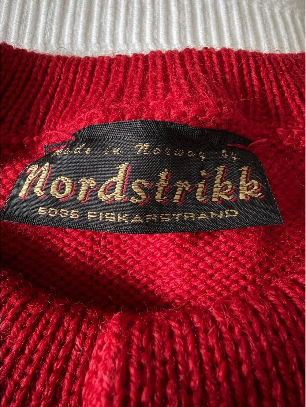 NORDSTRIKK Norway Wool Fair Isle Cardigan Sweater Large Ski Snowflake Red Green